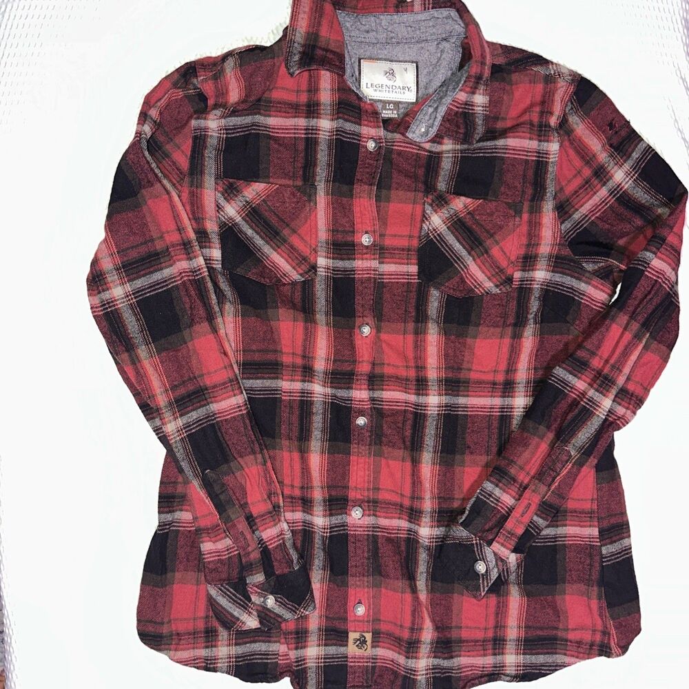 Legendary Whitetails Red Buck Camp Flannel Shirt Plaid Cotton large